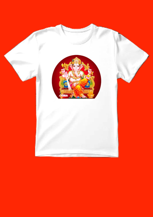White round neck printed t shirt